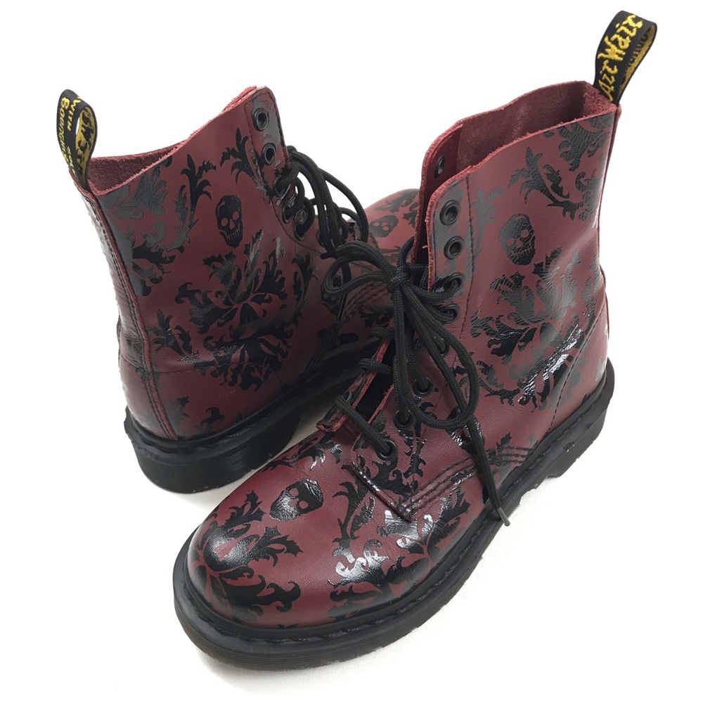 Dr.Martens Cassidy Damask Skull oxblood Boots